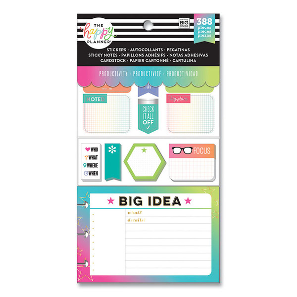 Productivity Multi Accessory Pack, 20 Double-Sided Pre-Punched Cards, 20 Half-Sheet Stickers, 3 Sticky Note Pads [SKU: THLPLMP02]