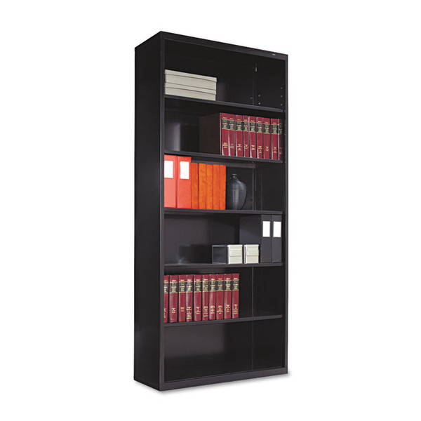 Metal Bookcase, Six-Shelf, 34.5w x 13.5d x 78h, Black [SKU: TNNB78BK]