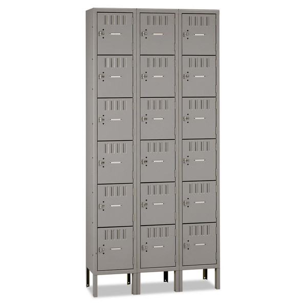 Box Compartments with Legs, Triple Stack, 36w x 18d x 78h, Medium Gray [SKU: TNNBS61218123MG]