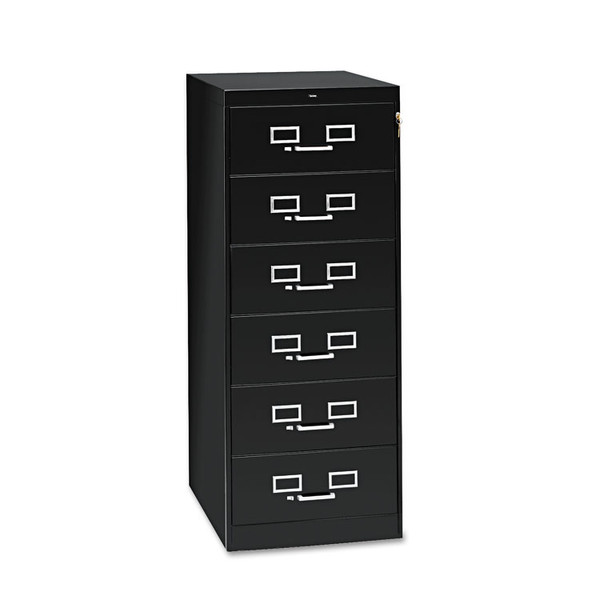 Six-Drawer Multimedia/Card File Cabinet, Black, 21.25" x 28.5" x 52 [SKU: TNNCF669BK]
