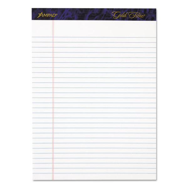 Gold Fibre Writing Pads, Wide/Legal Rule, 50 White 8.5 x 11.75 Sheets, 4/Pack [SKU: TOP20031]