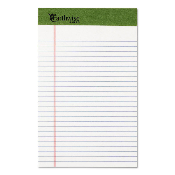 Earthwise by Ampad Recycled Writing Pad, Narrow Rule, Politex Green Headband, 50 White 5 x 8 Sheets, Dozen [SKU: TOP20152]