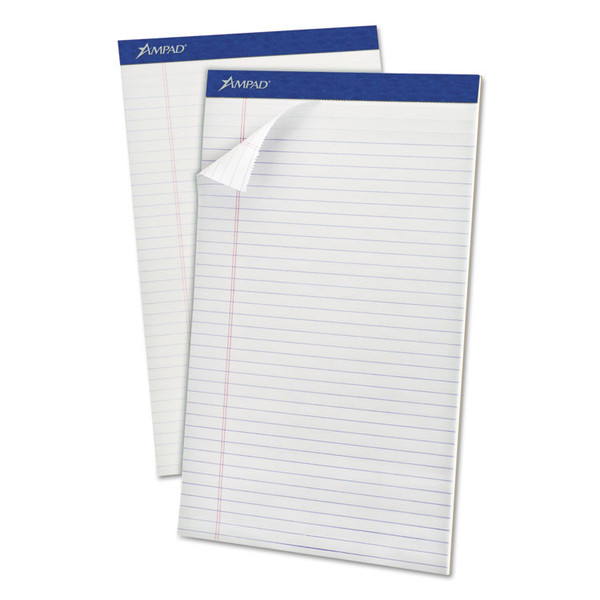 Perforated Writing Pads, Wide/Legal Rule, 50 White 8.5 x 14 Sheets, Dozen [SKU: TOP20330]