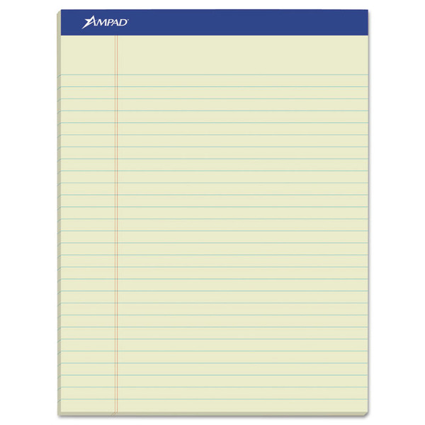 Pastel Writing Pads, Wide/Legal Rule, Blue Headband, 50 Green-Tint 8.5 x 11.75 Sheets, Dozen [SKU: TOP20375]
