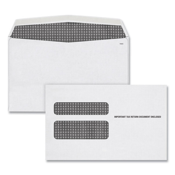 W-2 Laser Double Window Envelope, Commercial Flap, Gummed Closure, 5.63 x 9, White, 50/Pack [SKU: TOP2219LR]