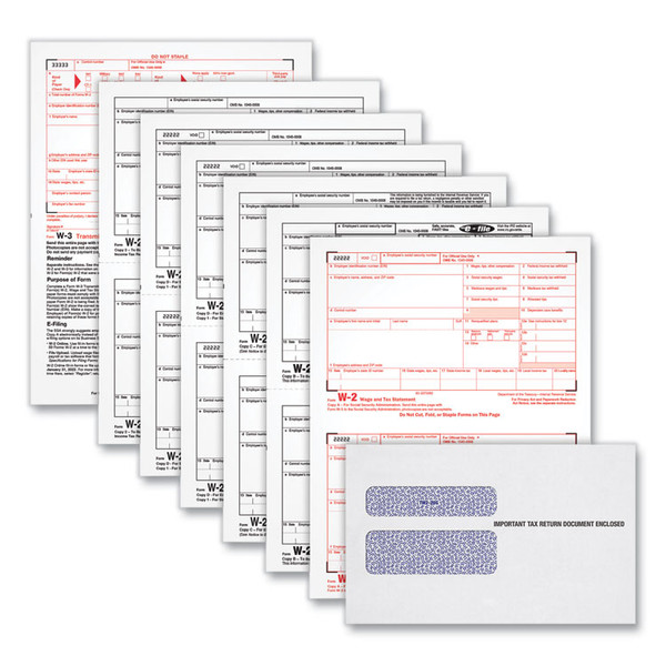 W-2 Tax Forms Kit, Fiscal Year: 2022, Six-Part Carbonless, 8.5 x 5.5, 2 Forms/Sheet, 24 Forms Total [SKU: TOP22904KIT]