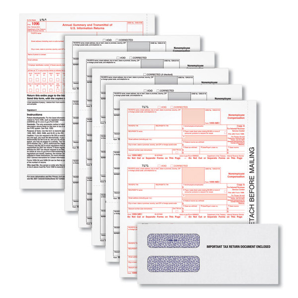 Five-Part 1099-NEC Online Tax Kit, Fiscal Year: 2022, Five-Part Carbonless, 8.5 x 3.5, 3 Forms/Sheet, 24 Forms Total [SKU: TOP22905KITNEC]