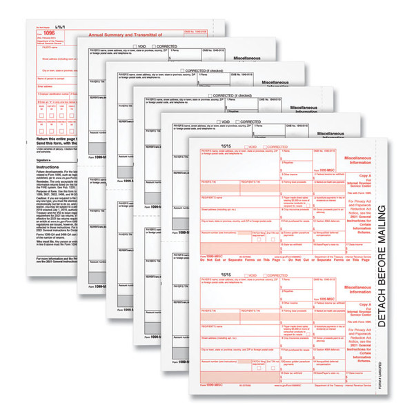 Five-Part 1099-MISC Tax Forms, Five-Part Carbonless, 8.5 x 5.5, 2 Forms/Sheet, 50 Forms Total [SKU: TOP22993MISC]