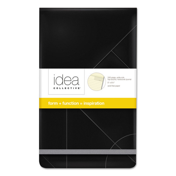 Idea Collective Journal Pad with Hard Cover, Wide/Legal Rule, Black Cover, 120 Cream 5 x 8.25 Sheets [SKU: TOP56886]