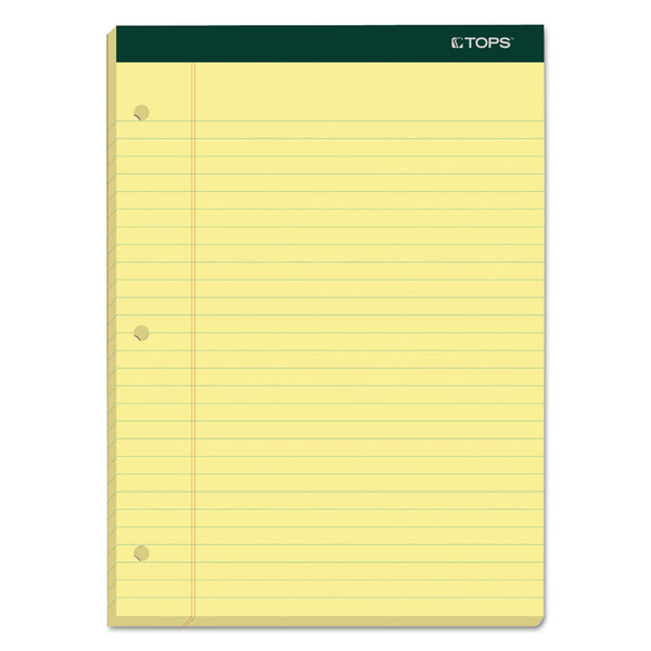 Double Docket Ruled Pads, Wide/Legal Rule, 100 Canary-Yellow 8.5 x 11.75 Sheets, 6/Pack [SKU: TOP63387]