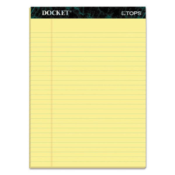 Docket Ruled Perforated Pads, Wide/Legal Rule, 50 Canary-Yellow 8.5 x 11.75 Sheets, 12/Pack [SKU: TOP63400]
