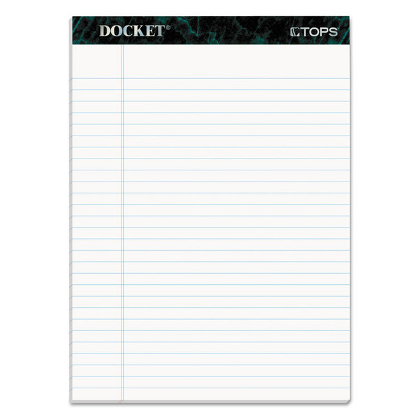 Docket Ruled Perforated Pads, Wide/Legal Rule, 50 White 8.5 x 11.75 Sheets, 6/Pack [SKU: TOP63416]