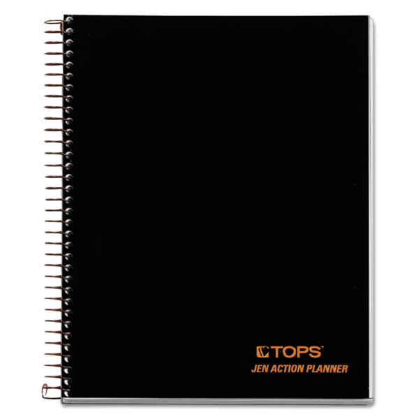 JEN Action Planner, 1 Subject, Narrow Rule, Black Cover, 8.5 x 6.75, 100 Sheets [SKU: TOP63828]