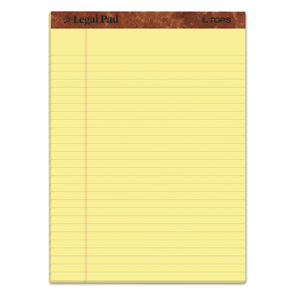 The Legal Pad" Ruled Perforated Pads, Wide/Legal Rule, 50 Canary-Yellow 8.5 x 11.75 Sheets, Dozen [SKU: TOP7532]