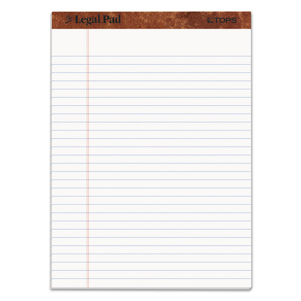 The Legal Pad" Ruled Perforated Pads, Wide/Legal Rule, 50 White 8.5 x 11.75 Sheets, Dozen [SKU: TOP7533]