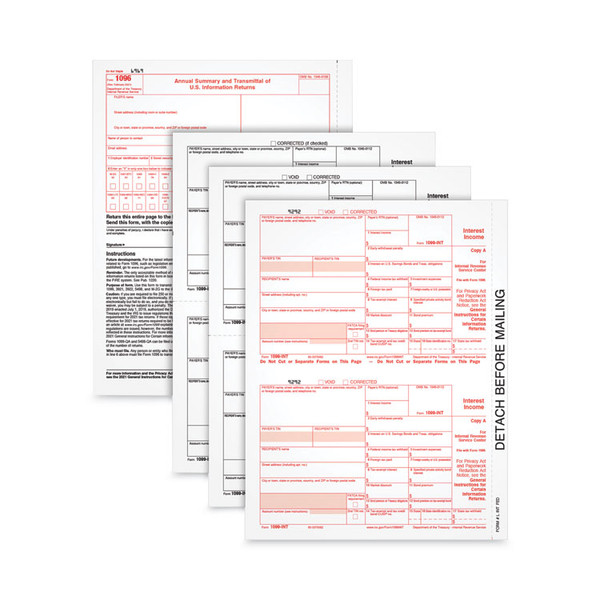 1099 Tax Forms, Fiscal Year: 2022, Three-Part Carbonless, 8.5 x 5.5, 2 Forms/Sheet, 50 Forms Total [SKU: TOPLINT317]