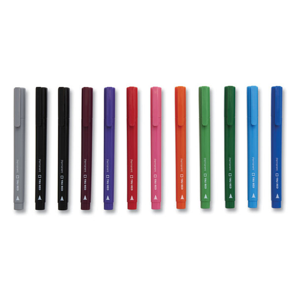 Permanent Marker, Pen-Style, Fine Bullet Tip, Assorted Colors, 12/Pack [SKU: TUD24376650]