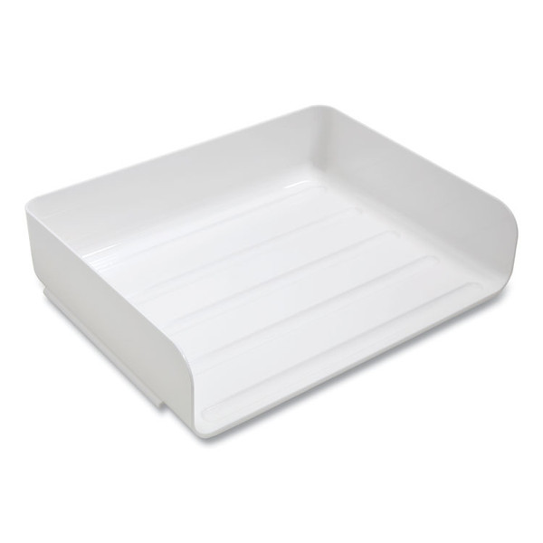 Side-Load Stackable Plastic Document Tray, 1 Section, Letter-Size, 12.63 x 9.72 x 3.01, White, 2/Pack [SKU: TUD24380797]