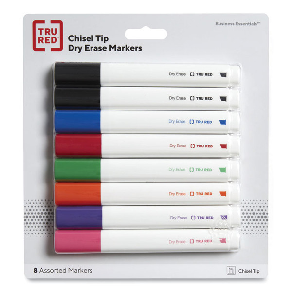 Dry Erase Marker, Tank-Style, Medium Chisel Tip, Seven Assorted Colors, 8/Pack [SKU: TUD24398948]