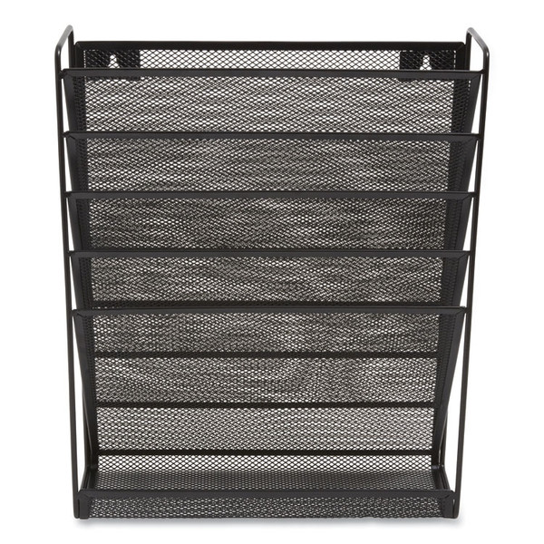 Wire Mesh Incline Sorter, Enclosed Design, 5 Sections, Letter-Size, 13.38 x 4.52 x 16.45, Matte Black [SKU: TUD24402475]