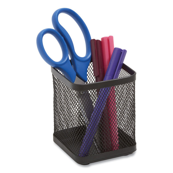 Wire Mesh Pencil Holder, 3.46 x 3.46 x 4.33, Black [SKU: TUD24402480]