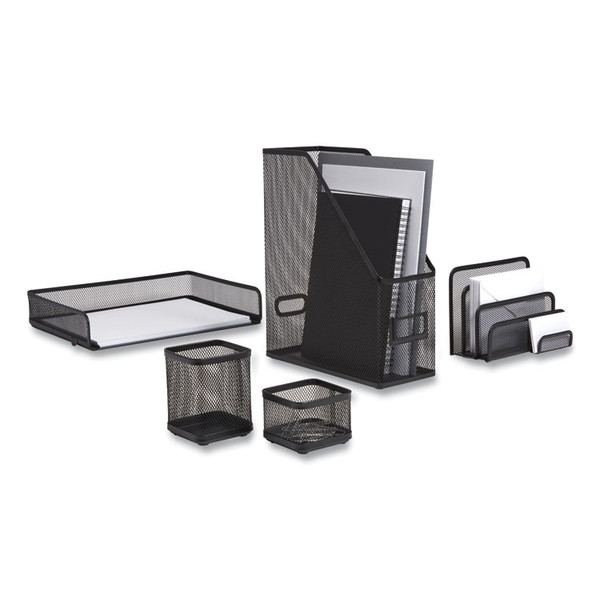 Wire Mesh Organizer Set, 5 Pieces, Matte Black [SKU: TUD24402481]
