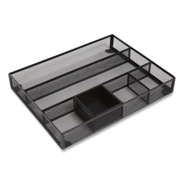 Mesh Drawer Organizer, Six Compartment, 15.43 x 12.2 x 2.68, Black [SKU: TUD24402497]