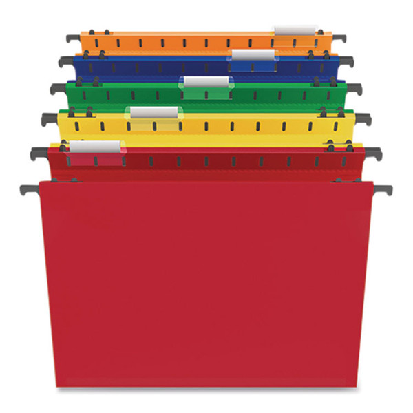 Plastic Hanging File Pockets, 1 Section, Letter Size, 1/5-Cut Tabs, Assorted Colors, 5/Pack [SKU: TUD706811]
