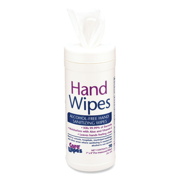 Alcohol Free Hand Sanitizing Wipes, 8 x 7, White, 70/Canister, 6 Canisters/Carton [SKU: TXL470]