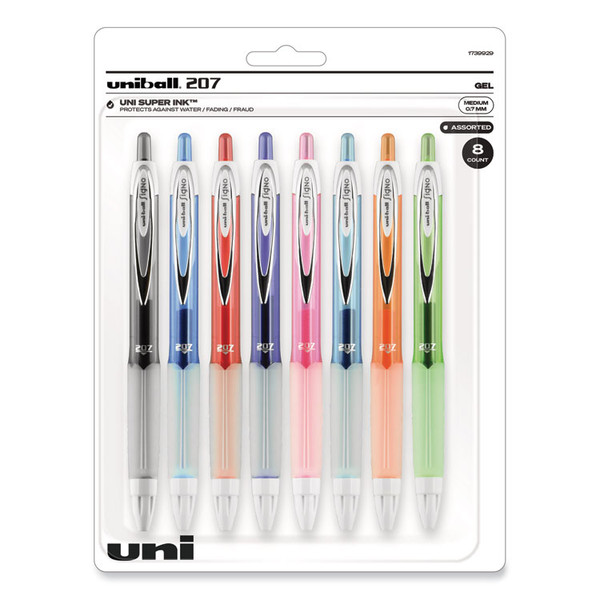 Signo 207 Gel Pen, Retractable, Medium 0.7 mm, Assorted Ink and Barrel Colors, 8/Pack [SKU: UBC1739929]