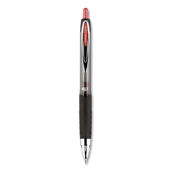 Signo 207 Gel Pen, Retractable, Micro 0.5 mm, Red Ink, Smoke/Black/Red Barrel, Dozen [SKU: UBC61257]
