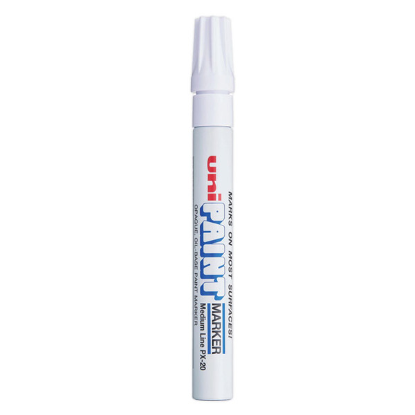 Permanent Marker, Medium Bullet Tip, White [SKU: UBC63613]