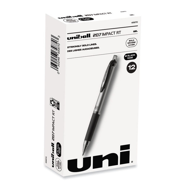 207 Impact Gel Pen, Retractable, Bold 1 mm, Black Ink, Black Barrel [SKU: UBC65870]