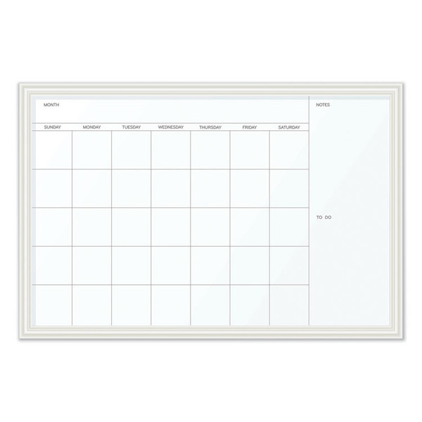 Magnetic Dry Erase Calendar with Decor Frame, 30 x 20, White Surface and Frame [SKU: UBR2075U0001]