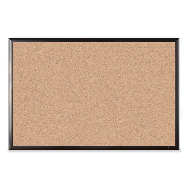 Cork Bulletin Board with Aluminum Frame, 35 x 23, Natural Surface, Black Frame [SKU: UBR2880U0001]