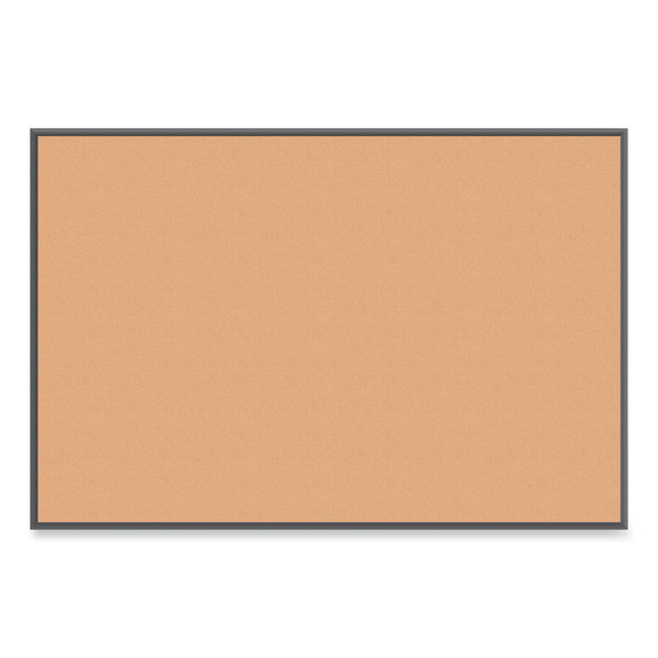 Cork Bulletin Board with Aluminum Frame, 70 x 47, Natural Surface, Black Frame [SKU: UBR2882U0001]