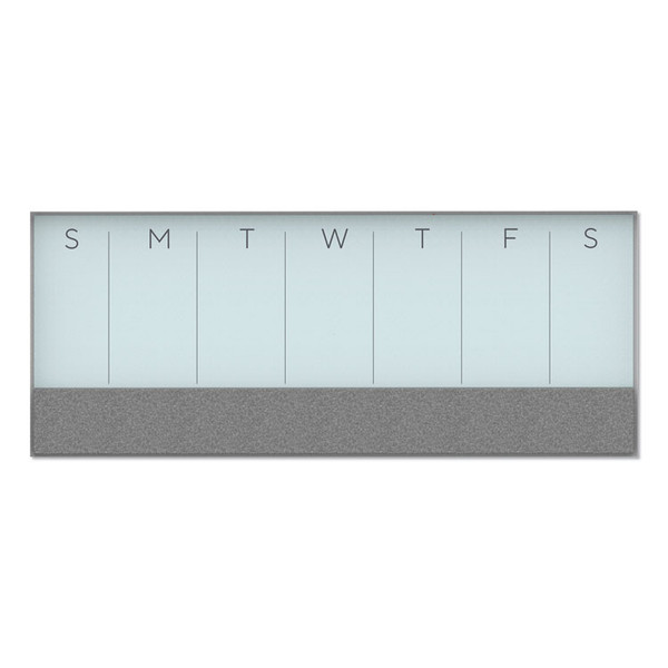 3N1 Magnetic Glass Dry Erase Combo Board, 35 x 14.25, Week View, White Surface and Frame [SKU: UBR3199U0001]