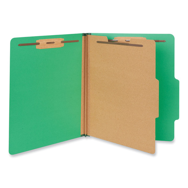 Bright Colored Pressboard Classification Folders, 2" Expansion, 1 Divider, 4 Fasteners, Letter Size, Emerald Green, 10/Box [SKU: UNV10202]