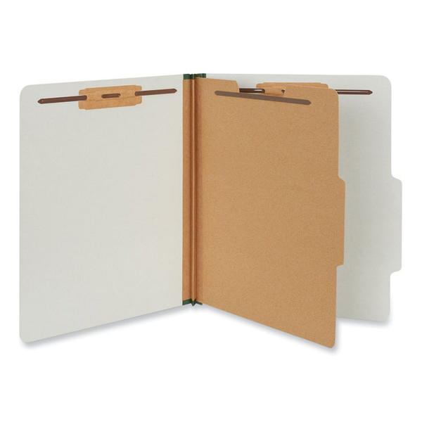 Four-Section Pressboard Classification Folders, 2" Expansion, 1 Divider, 4 Fasteners, Letter Size, Gray Exterior, 10/Box [SKU: UNV10252]