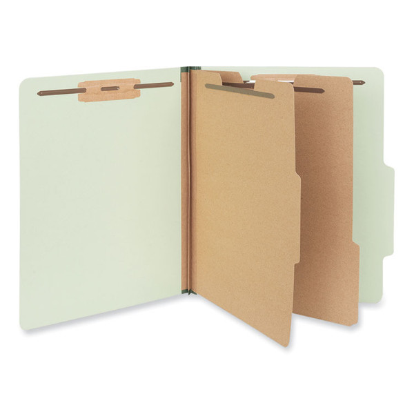 Six-Section Pressboard Classification Folders, 2" Expansion, 2 Dividers, 6 Fasteners, Letter Size, Green Exterior, 10/Box [SKU: UNV10271]