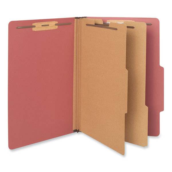 Six-Section Pressboard Classification Folders, 2" Expansion, 2 Dividers, 6 Fasteners, Legal Size, Red Exterior, 10/Box [SKU: UNV10280]