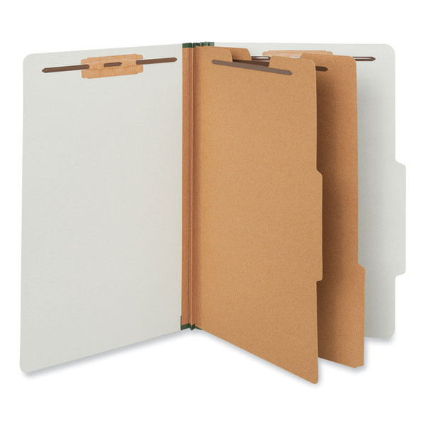 Six-Section Pressboard Classification Folders, 2" Expansion, 2 Dividers, 6 Fasteners, Legal Size, Gray Exterior, 10/Box [SKU: UNV10282]