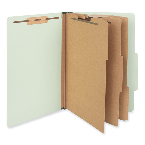 Eight-Section Pressboard Classification Folders, 3" Expansion, 3 Dividers, 8 Fasteners, Legal Size, Green Exterior, 10/Box [SKU: UNV10296]