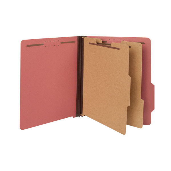 Bright Colored Pressboard Classification Folders, 2" Expansion, 2 Dividers, 6 Fasteners, Letter Size, Ruby Red, 10/Box [SKU: UNV10303]