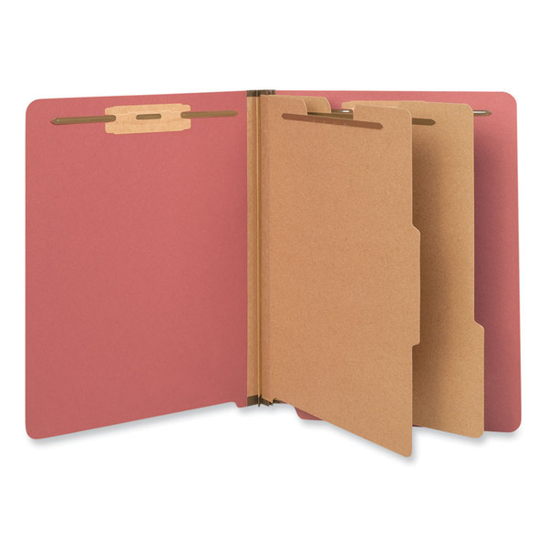 Deluxe Six-Section Pressboard End Tab Classification Folders, 2 Dividers, 6 Fasteners, Letter Size, Bright Red, 10/Box [SKU: UNV10320]