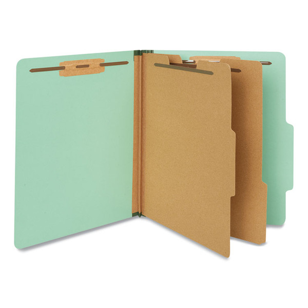 Six-Section Classification Folders, Heavy-Duty Pressboard Cover, 2 Dividers, 6 Fasteners, Letter Size, Light Green, 20/Box [SKU: UNV10407]