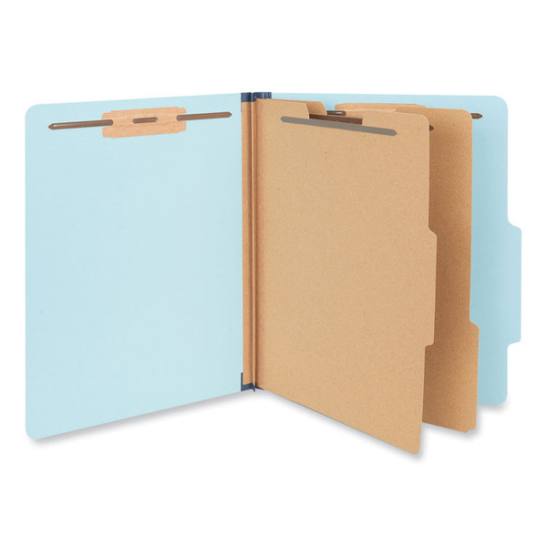 Six-Section Classification Folders, Heavy-Duty Pressboard Cover, 2 Dividers, 6 Fasteners, Letter Size, Light Blue, 20/Box [SKU: UNV10409]