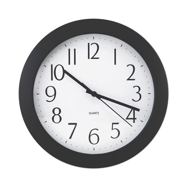 Whisper Quiet Clock, 12" Overall Diameter, Black Case, 1 AA (sold separately) [SKU: UNV10451]