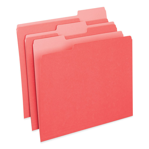Deluxe Colored Top Tab File Folders, 1/3-Cut Tabs: Assorted, Letter Size, Red/Light Red, 100/Box [SKU: UNV10503]