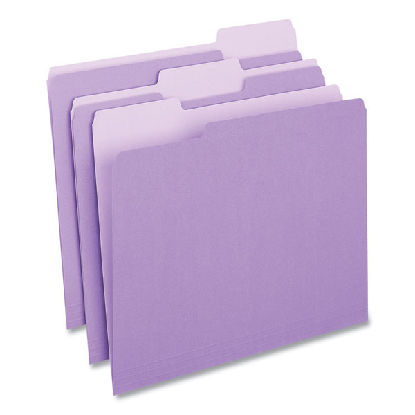 Deluxe Colored Top Tab File Folders, 1/3-Cut Tabs: Assorted, Letter Size, Violet/Light Violet, 100/Box [SKU: UNV10505]